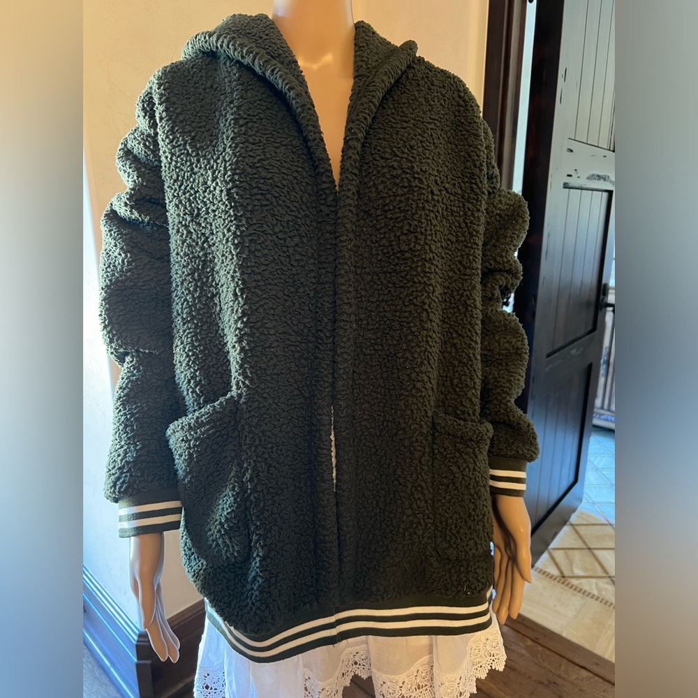 Varsity Style Fleece Cardigan